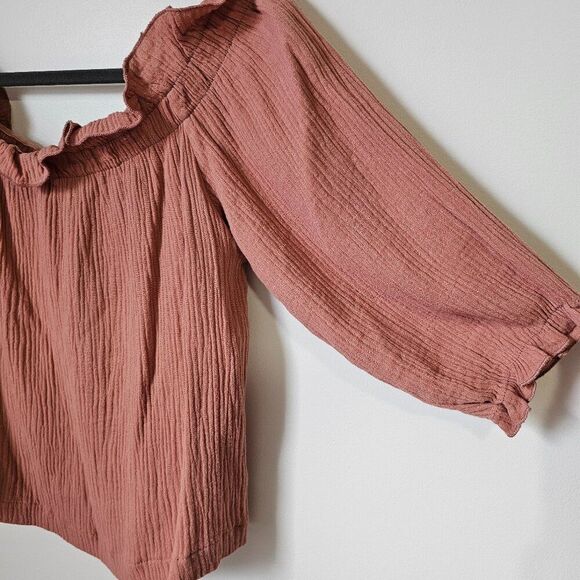 NWT LULUS MAUVE BOAT RUFFLED GAUZY TOP SIZE M - Picture 4 of 10